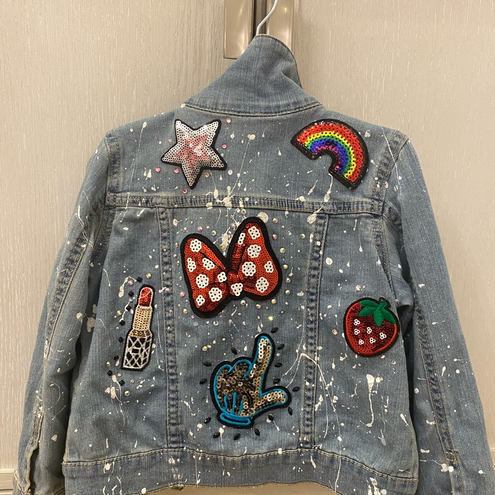 Custom Denim Patch And Splatter paint jacket